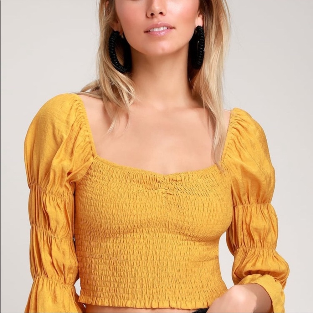Lulu’s Mustard Smocked Blouse